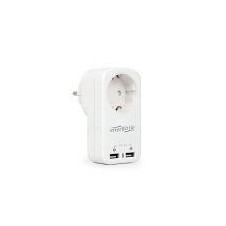 GEMBIRD CARGADOR SCHUKO PASS-THROUGH MAS 2 PUERTOS USB 2.1A BLANCO