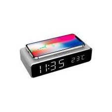 GEMBIRD RELOJ DESPERTADOR DIGITAL CON FUNCION DE CARGA INALAMBRICA SILVER