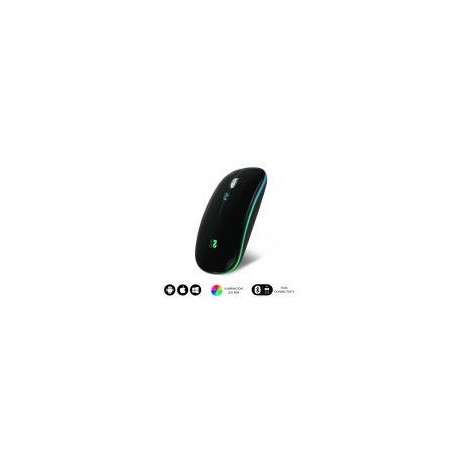SUBBLIM RATON OPTICO WIRELESS LED DUAL FLAT MOUSE BLACK