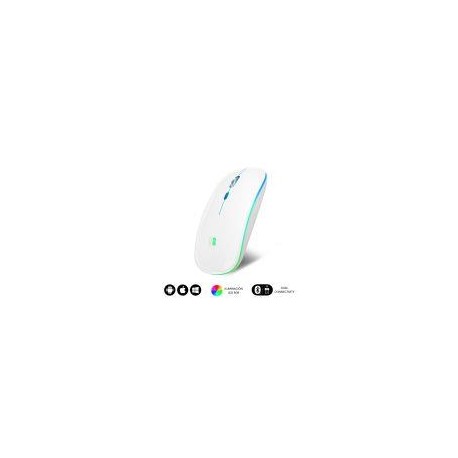SUBBLIM RATON OPTICO WIRELESS LED DUAL FLAT MOUSE WHITE