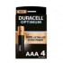 DURACELL PILA ALCALINA OPTIMUM 200 DROLR3B4 AAA LR03 BLISTERX4