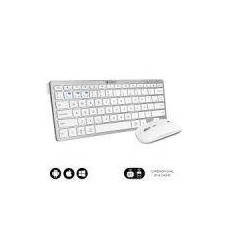 SUBBLIM TECLADO EXTENDIDO CON RATON INALAMBRICO BLUETOOTH COMPACTO PLATEADO/BLANCO