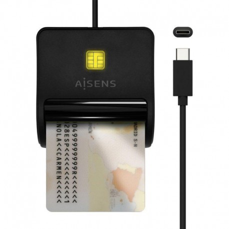 AISENS LECTOR DE DNI-E USB-C ASCR-SN03C-BK NEGRO