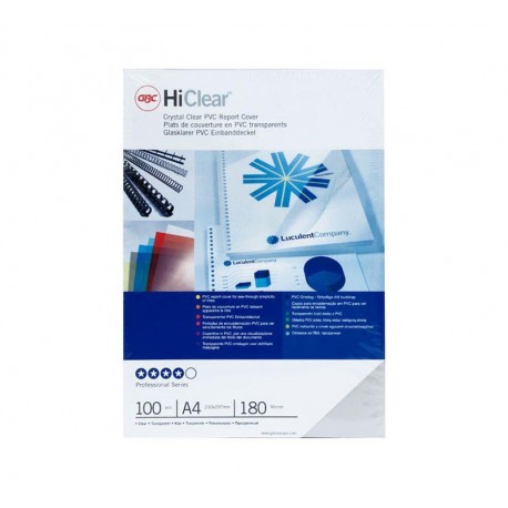 GBC PORTADAS ENCUADERNAR TRANSPARENTES HICLEAR 180MICRAS 100UD
