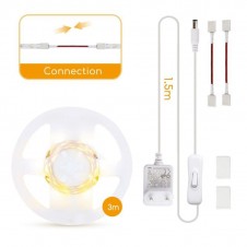 TIRA LED BLANCO CALIDO 4,8W C/TRANSFORMADOR 30 LED/M 3 METROS INTERIOR