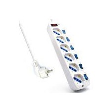 EWENT REGLETA 6 TOMAS SCHUKO CON INTERRUPTOR INDIVIDUAL 3M