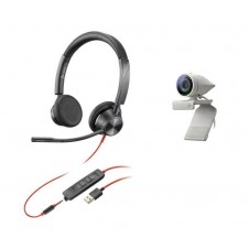HP POLY KIT VIDEOCONFERENCIA CON CÁMARA WEB STUDIO P5 MAS AURICULAR PROFESIONAL BLACKWIRE 3225 BIAURAL