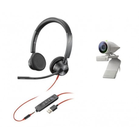 HP POLY KIT VIDEOCONFERENCIA CON CÁMARA WEB STUDIO P5 MAS AURICULAR PROFESIONAL BLACKWIRE 3225 BIAURAL