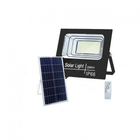 FOCO PROYECTOR LED SOLAR 200W IP66 PANEL POLICRISTALINO BLANCO FRIO