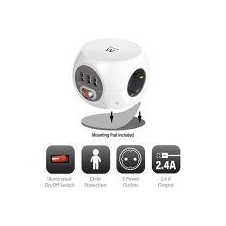EWENT BASE MULTIPLE TIPO CUBO 3 TOMAS SHUKO + 3 PUERTOS USB 1.5M
