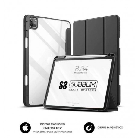SUBBLIM FUNDA CLEAR SHOCK PARA IPAD PRO 12.9 2022-21-20/ NEGRA