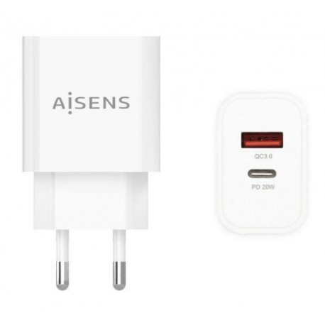 AISENS CARGADOR PARED USB-C/ USB 20W A110-0681 BLANCO