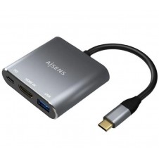 AISENS CONVERSOR USB-C MACHO/ HDMI HEMBRA- USB HEMBRA- USB C HEMBRA A109-0669 15 CM/ GRIS