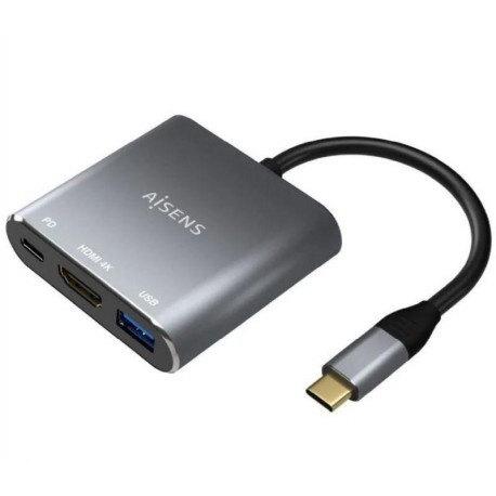 AISENS CONVERSOR USB-C MACHO/ HDMI HEMBRA- USB HEMBRA- USB C HEMBRA A109-0669 15 CM/ GRIS