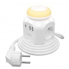 AISENS REGLETA 4 TOMAS CON INTERRUPTOR/ ASPS-2A1CLPQ02-W BLANCO 4 Tomas de Corriente/ 1 USB Tipo-C/ 2 USB/ Cable 1.8m