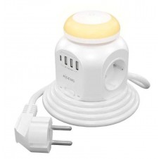 AISENS REGLETA 4 TOMAS CON INTERRUPTOR Y LUZ NOCTURNA ASPS-3A1CL01-W BLANCO 4 Tomas de Corriente/ 3 USB Tipo-C/ 2 USB/ Cable 1.8