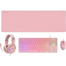 MARS GAMING TECLADO MCP-RGB3P + RATON OPTICO + ALFOMBRILLA XXL + AURICULARES ROSA