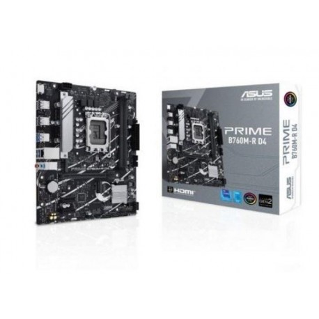 ASUS PLACA BASE PRIME B760M-R D4 LGA1700 GEN 12.ª-13.ª-14.ª / 2x DDR4 / 2xM.2 / 1 x HDMI / 2 x M.2 / MATX