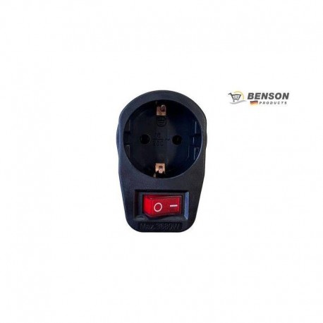 BENSON ADAPTADOR DE ENCHUFE CON BOTON NEGRO