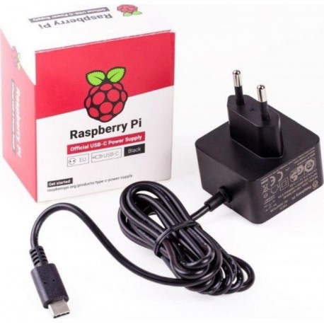 RASPBERRY FUENTE DE ALIMENTACION PI 4 USB-C 5.1V 3A NEGRO