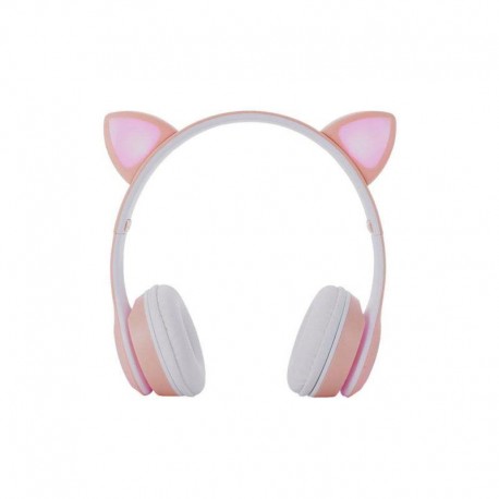 ONE+ AURICULARES BLUETOOTH NC3228 OREJAS DE GATO ROSA 250MAH / FM / MICROSD / ILUMINACION LED