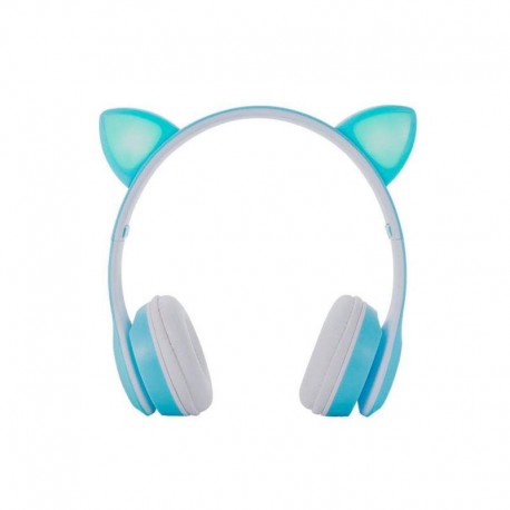 ONE+ AURICULARES BLUETOOTH NC3228 OREJAS DE GATO AZUL 250MAH / FM / MICROSD / ILUMINACION LED