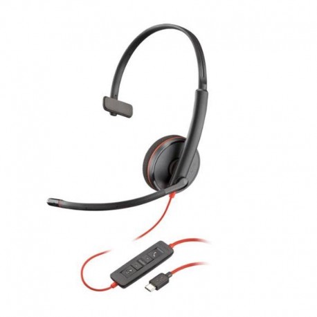 HP POLY AURICULARES CON CABLE BLACKWIRE 3210 + ADAPTADOR USB-C/A (BOLSA)