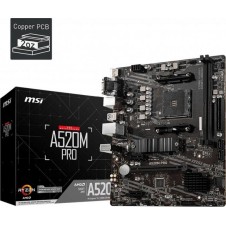 MSI PLACA BASE A520M PRO SOCKET AM4 A520,2DDR4,64GB,VGA+HDMI+DP,GBLAN,4SATA3+1XM.2,6USB3.2,MATX