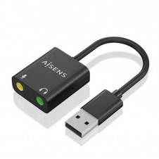 AISENS ADAPTADOR USB-A MACHO A JACK 10CM/ NEGRO