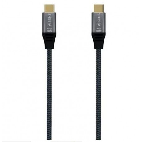 AISENS CABLE USB-C A USB-C 3.2 1.5M A107-0672 GRIS Hasta 100W/ 2500Mbps