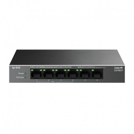 TP-LINK SWITCH LS106LP GIGABIT DE SOBREMESA 6 PUERTOS 10/100 MBPS 4 PUERTOS POE