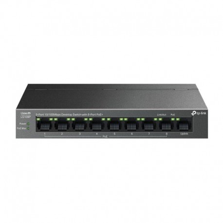 TP-LINK SWITCH LS109P GIGABIT DE SOBREMESA 9 PUERTOS 10/100 MBPS 8 PUERTOS POE+