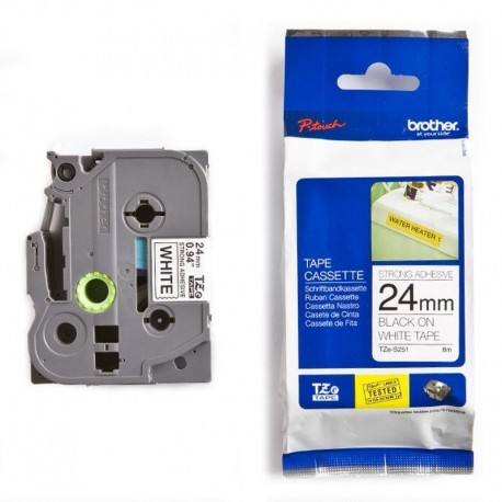 BROTHER CINTA LAMINADA TZES251 24MM TEXTO NEGRO SOBRE FONDO BLANCO. ANCHO: 24 MM. LONGITUD: 8 M
