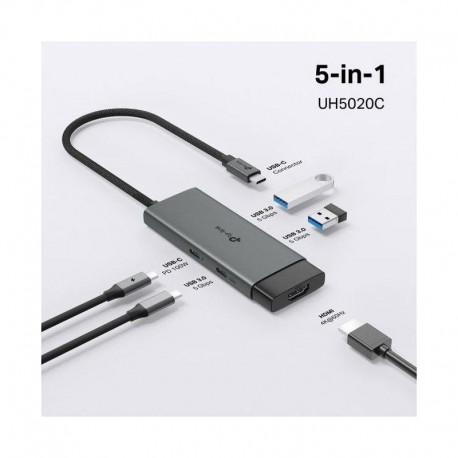 TP-LINK DOCKING STATION UH5020C USB-C 5 EN 1 2 X USB 3.0 / 1 X USB-C / 1 X HDMI / 100W