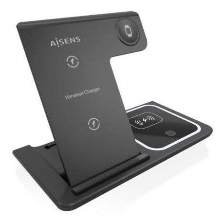 AISENS BASE DE CARGA INALAMBRICA ASCH-15W3WC043-BK 3 EN 1 15W NEGRA
