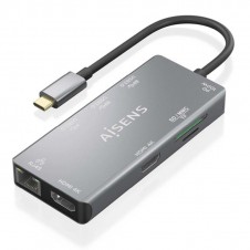 AISENS DOCKING STATION ASUC-9P018-GR GRIS 2 HDMI/ 3 USB/ 1 RJ45/ 1 Lector Tarjetas / 1 USB-C
