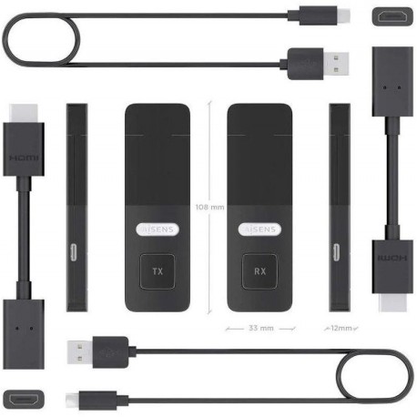 AISENS ADAPTADOR DE VIDEO INALAMBRICO HDMI A HDMI ASWL-H2K30M001-BK