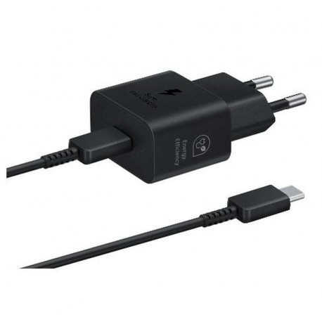 SAMSUNG CARGADOR DE PARED USB-C NEGRO MAXIMO 25W GAN CON CABLE