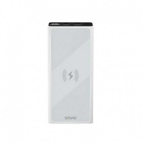 SAVIO POWERBANK 10000 INDUCCION MAH BA-06 BLANCO CARGA INALAMBRICA