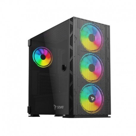 SAVIO TORRE ARGB ATX RAPTOR X1 USB 3.0 4 VENTILADORES/CRISTAL TEMPLADO/CONTROL POR VOZ/ ATX, EATX, ITX, Mini-ATX