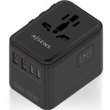 AISENS CARGADOR PARED UNIVERSAL GAN ASPS-2A2C08-BK TOMA DE CORRIENTE UNIVERSAL/ 2 x USB-C/ 25W
