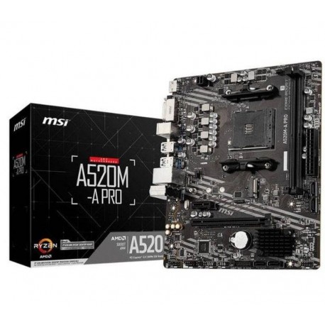 MSI PLACA BASE A520M-A PRO SOCKET AM4 3rd Gen 4000 G-Series/2x DDR4/1x HDMI/1x DVI-D/4x SATA/1x M.2/RAID/M-ATX