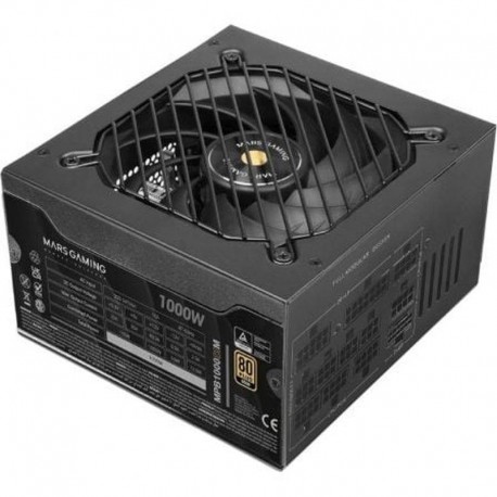 MARS GAMING FUENTE DE ALIMENTACION MPB1000SIM 1000W 80 PLUS GOLD NEGRA VENTILADOR 14CM