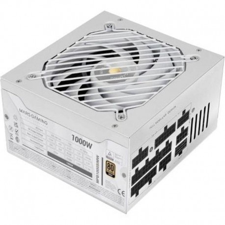 MARS GAMING FUENTE DE ALIMENTACION MPB1000SIM 1000W 80 PLUS GOLD BLANCA VENTILADOR 14CM