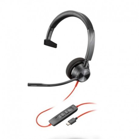 POLY AURICULARES CON CABLE BLACKWIRE 3310 + ADAPTADOR USB-C/A