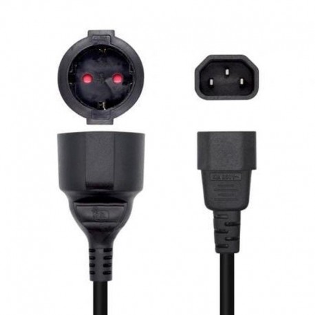 AISENS CABLE CORRIENTE ADAPTADOR C14 MACHO- CEE7 HEMBRA 25CM NEGRO