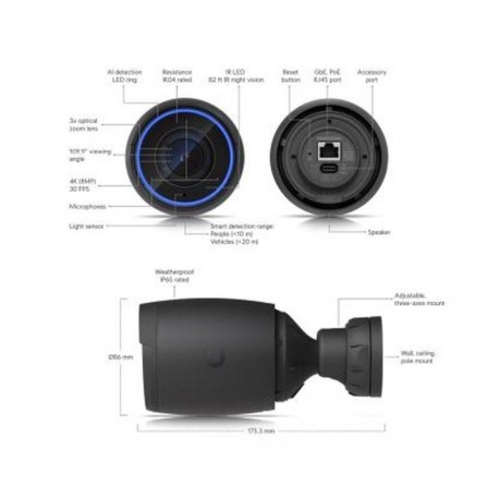 UBIQUITI CAMARA POE 4K 8MP INTERIOR/EXTERIOR