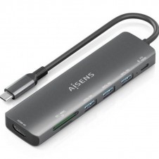 AISENS DOCKING STATION USB-C A 7 EN 1 ASUC-7P025-GR USB-C A 1xHDMI, 3xUSB-A, 1xUSB-C PD 100W, 1xSD, 1xMICRO SD