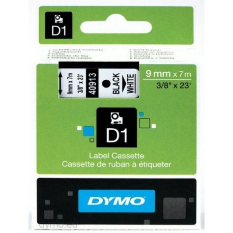 DYMO CINTA LAMINADA 40913 LM D1 9x7 9mmx7m Negro/blanco