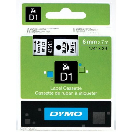 DYMO CINTA LAMINADA 43613 LM D1 6x7 6mmx7m Negro/blanco